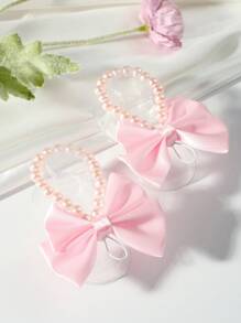 SHEIN 新生儿拍照道具，婴儿珍珠蝴蝶装饰脚饰 - 粉色 - 查看 8