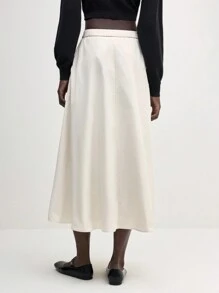 BizChic Women's White Basic A-Line Skirt, Versatile For Urban Commute, Business, Casual, Office Wear, Elegant Women's Formal Attire - Apricot - View 5