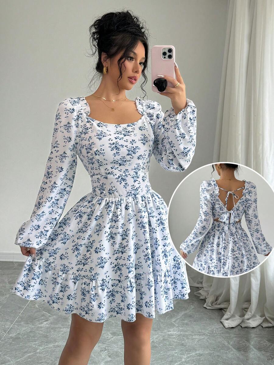 Long Sleeve Tie Casual Dress