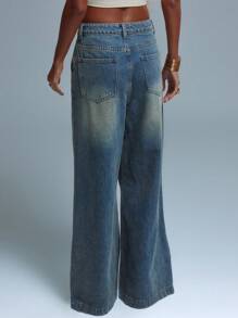 MUSERA Wide Leg Washed Denim Jeans, Spring 90's Cute Summer - Multicolor - View 2