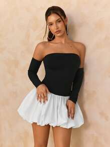 SHEIN SXY Women's Elegant Color Block Off Shoulder Mini Dress, Summer - Multicolor - View 7