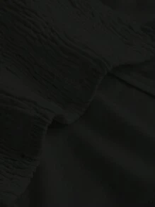 SHEIN MOD Damska bluzka typu tuba z kołnierzykiem i ozdobą w postaci muszki, w stylu college'u, w kolorze białym - Czarne - Zobacz 4