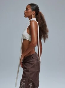 MUSERA Sexy Extreme Crop Strappy Neck Tie Halter Tank Top Summer Ibiza Going Out Tops