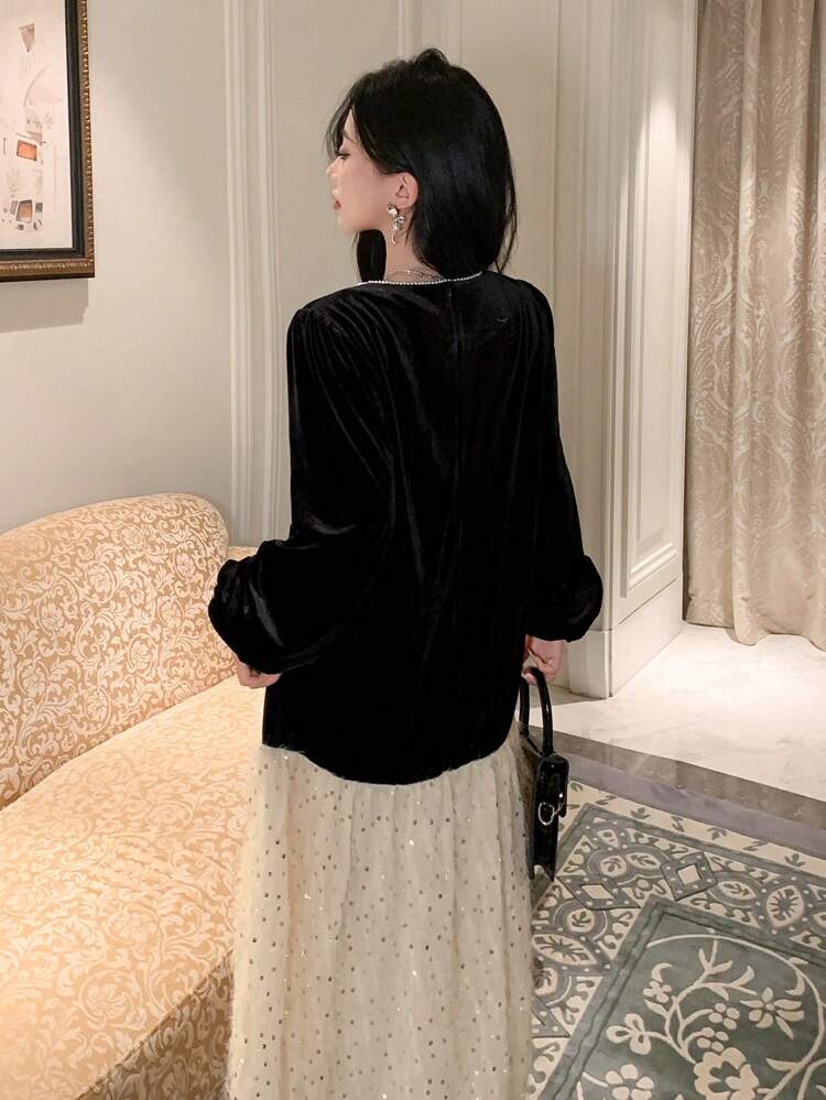 New Arrival Autumn Patchwork Color Block Women Dress, Fall Women Clothes Long Sleeve Dress