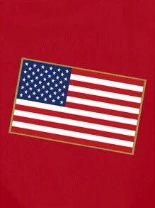 Manfinity Dauomo Men's Casual USA Flag Printed Top And Shorts Set, Summer - Red - View 7