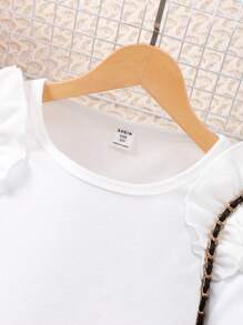 SHEIN Tween Girl Ruffle Trim Long Sleeve Top And Skort 2-Piece Set - Pink - View 7