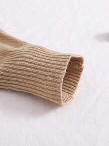 SHEIN Teen Girls Oversized Turtleneck Knit Sweater, Casual Long Sleeve Warm Pullover Top For Daily, Khaki - Khaki - View 4