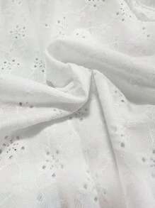 Calvaya Plus Eyelet Embroidery Knot Front Tank Top - White - View 4