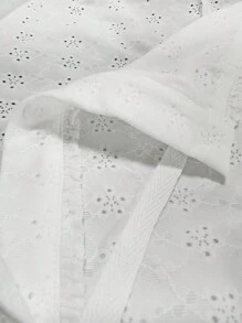 Calvaya Plus Eyelet Embroidery Knot Front Tank Top - White - View 3