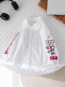 SHEIN Baby Girl Cute Graffiti Cartoon Printed Long Sleeve Shirt, Autumn/Winter