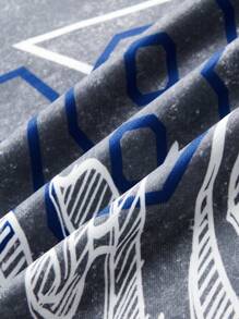 Manfinity VCAY Plus Size Men's Loose Letter & Number Print Crew Neck Long Sleeve Sweatshirt, For Fall Winter - Multicolor - View 6