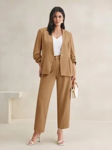 BizChic Plus Size Solid Color Woven Cone Chino Pants For Casual Wear, Autumn