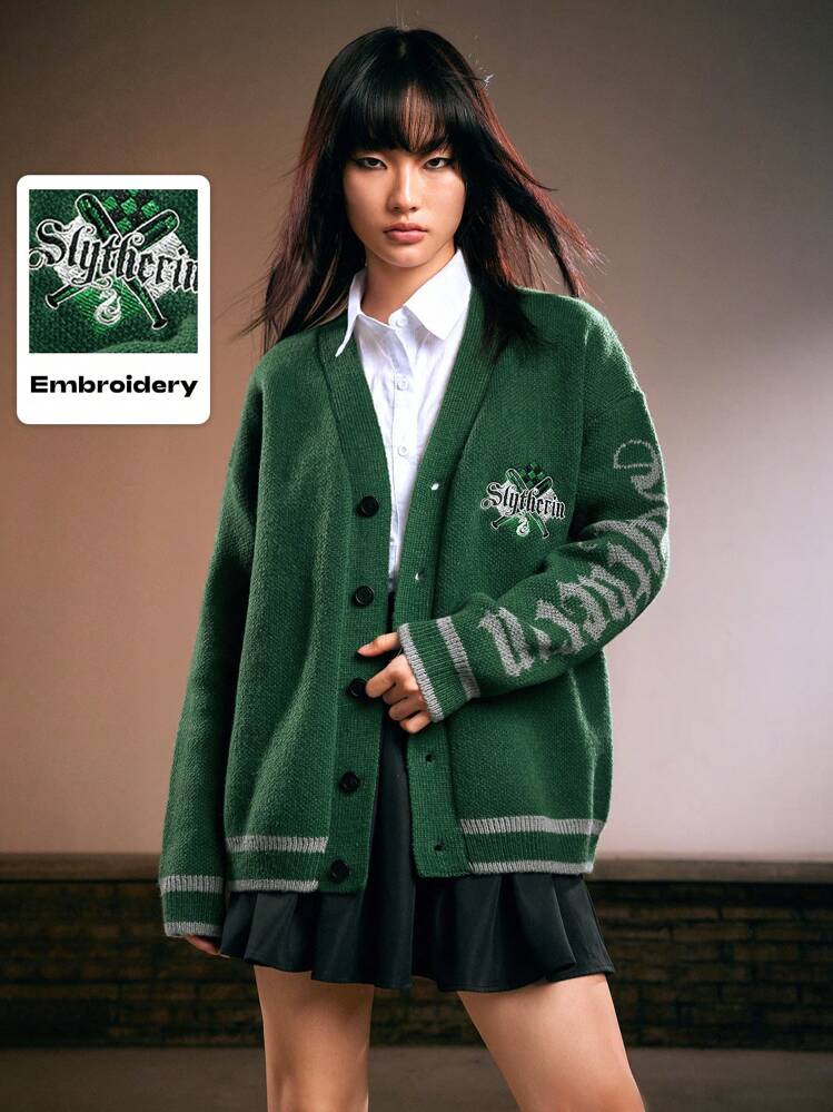 Harry Potter | ROMWE スリザリン エンブロイダリー ロゴ ドロップ