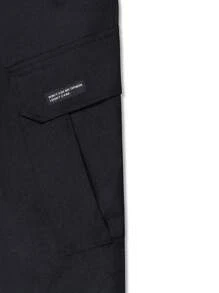 Manfinity Roughcore Loose Fit Men's Camo Print Flap Pocket Cargo Pants - Black - View 6