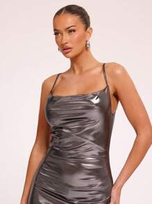MUSERA Metallic Draped Maxi Holiday Party Dress Sexy Summer Vacation Bodycon