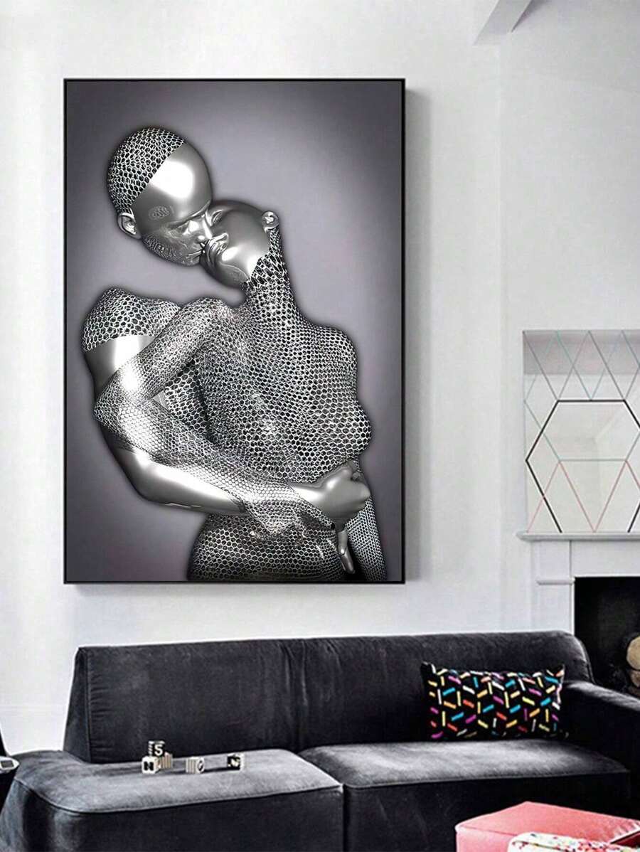 1pc Unframed Modern Art Canvas Painting Of Man & Woman Sculpture ...