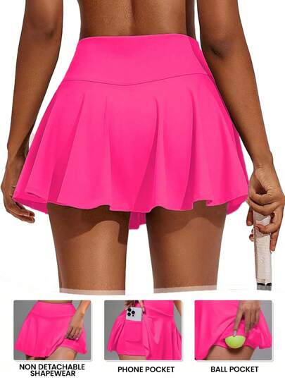 SHEIN Core Rhythm Falda con bolsillos para mujer para bádminton, tenis, yoga, fitness, correr, maratón, falda deportiva