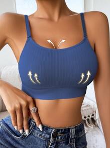 NudeFit 1pc Women Seamless Wireless Deep-V Backless Comfortable Bra - Navy Blue - View 3