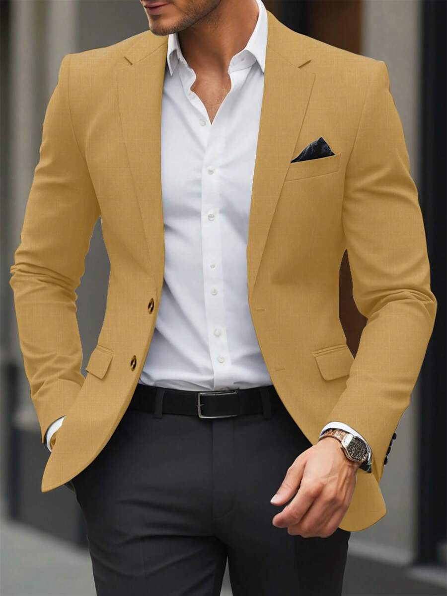 Calvornis Men's Business Casual Slim Fit Single Breasted Blazer