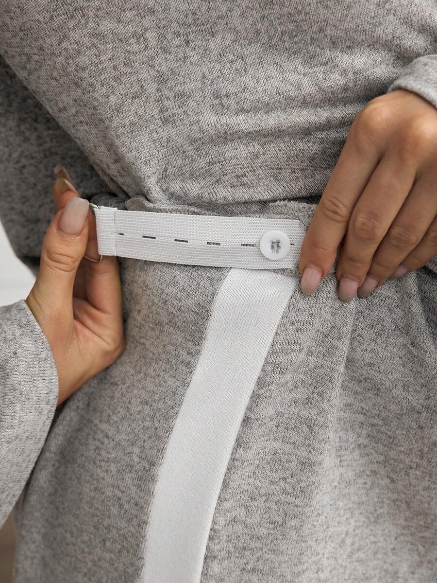 SHEIN 2pcs Maternity Contrast Binding Knot Front Flare Sleeve Top And