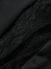 DAZY Sheer Lace Patchwork Charming Long Robe Pajama, Fall - Black - View 9