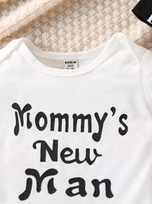 Conjunto de 3 piezas para bebé recién nacido niño: mono con capucha con estampado de letras lindas talla grande pantalones, para primavera y verano