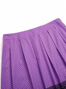 SHEIN LUNE Chân váy Simpie in xếp ly cỡ lớn, thường ngày - Màu tím - Xem 3