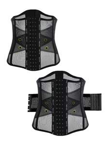 Women's See-Through Mesh Belted Waist - Black - View 4