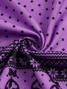 SHEIN LUNE Chân váy Simpie in xếp ly cỡ lớn, thường ngày - Màu tím - Xem 5