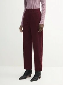 BizChic Women's Red Long Pants, Elegant Business Attire For Thanksgiving, Suitable For Winter, - Burgundy - View 6