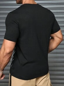 Manfinity Homme Men's Summer Letter Print Crew Neck Short Sleeve Casual T-Shirt