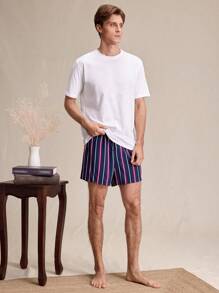 EverLounge 男士前扣条纹家居裤，日常休闲装 - 彩色 - 查看 5