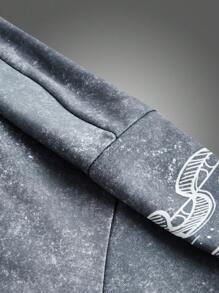 Manfinity VCAY Plus Size Men's Loose Letter & Number Print Crew Neck Long Sleeve Sweatshirt, For Fall Winter - Multicolor - View 3