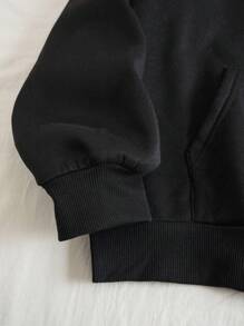 INAWLY 加大码长袖五角星印花极简主义卫衣，冬季款 - 黑色 - 查看 5