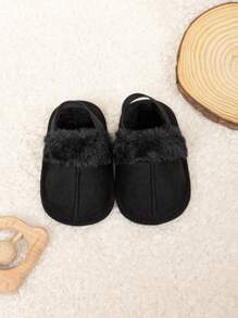 أحذية ممشى مسبق ذات نعول مسطحة ناعمة مع رباط مرن خلفي ، نعل بطانية دافئة للأطفال الرضع فائقة الجمال - الأسود - مشاهدة 6