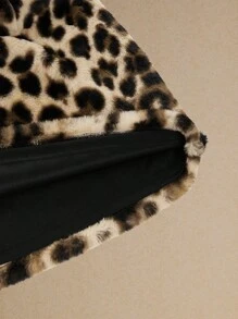 Poéselle 秋季新款动物豹纹抹胸连衣裙性感短款包臀连衣裙节日服装露肩连衣裙圣诞节返校节连衣裙秋季女装虎纹棕色连衣裙 - 咖啡 - 查看 5