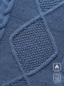 Manfinity Hypemode 男士休闲拼色条纹针织毛衣背心秋冬款 - 藍色 - 查看 5