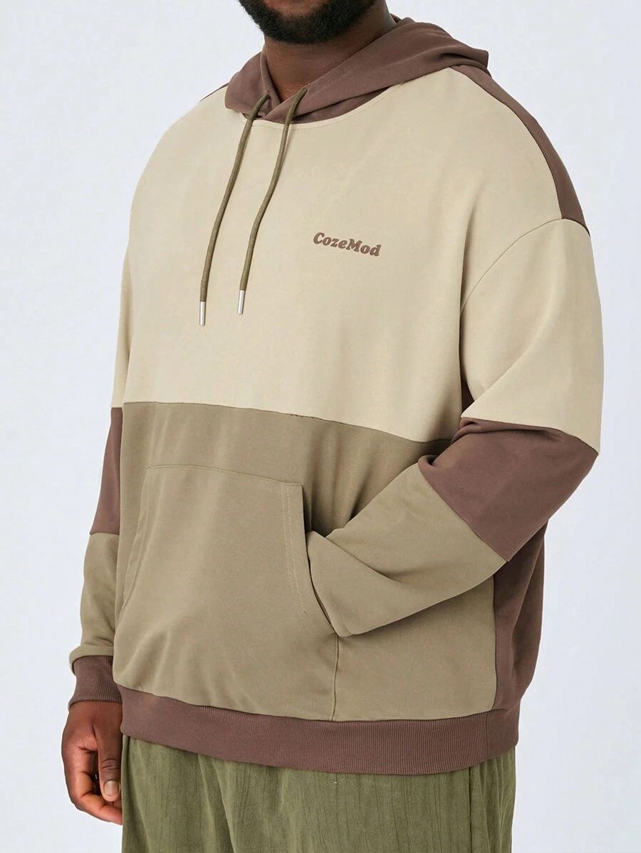 Manfinity NXTstreet Felpa con cappuccio casual in maglia a contrasto oversize da uomo, adatta per l'autunno e l'inverno