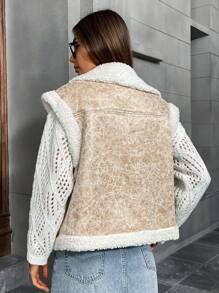 Aveloria Dames Casual Contrast Paneel Rits Vest Jas, Winterkleding