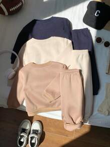 Cozy Pixies Set da 6 pezzi Body e pantaloni con stampa a lettere in maglia morbida per bambini maschi, completo invernale