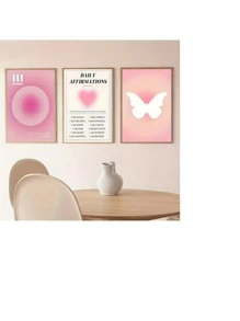 3 Peças/Conjunto Pôster em Tela, Arte Moderna, Escada de Confiança com Halo Rosa Espírito Vintage Anjo, Pintura em Tela de Arte Digital de Parede, Presente Ideal para Quarto, Decoração de Parede, Decoração de Outono, Decoração de Parede, Decoração de Quarto, Decoração de Quarto, Sem Moldura, Decoração de Outono para Casa, Presente de Natal