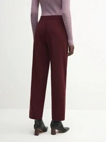BizChic Women's Red Long Pants, Elegant Business Attire For Thanksgiving, Suitable For Winter, - Burgundy - View 8