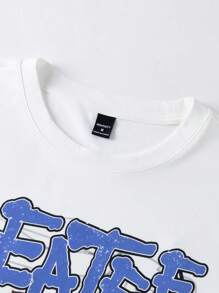 PAVTROS 男士休闲垂肩印花T恤和喇叭裤套装