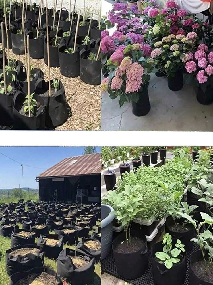 1-5個 1-10ガロン 厚手 不織布 持ち手付き 多目的 プランター バッグ 室内外 園芸 野菜 花 ハーブ 盆栽 クリスマス ホリデーギフト ガーデニング用品 プランター コンテナ グロウバッグ ギフトアイデア ペン、ペン、学用品 - ブラック - 見る 7