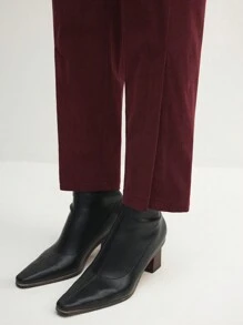 BizChic Women's Red Long Pants, Elegant Business Attire For Thanksgiving, Suitable For Winter, - Burgundy - View 5
