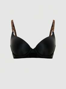Women's Leopard Print Patchwork Adjustable Strap Fashion Bra - Purple - View 4