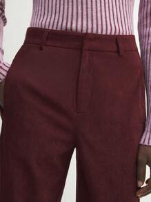 BizChic Women's Red Long Pants, Elegant Business Attire For Thanksgiving, Suitable For Winter, - Burgundy - View 4