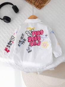 SHEIN Baby Girl Cute Graffiti Cartoon Printed Long Sleeve Shirt, Autumn/Winter