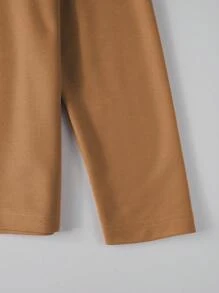 Manfinity Homme 男式纯色拼布前拉链口袋休闲 Polo 衫 - 棕色 - 查看 5