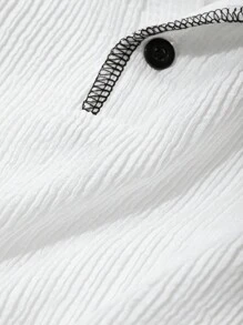 DAZY Women's Solid Color Polo Collar Long Sleeve Cropped Casual T-Shirt, Spring & Fall - White - View 5